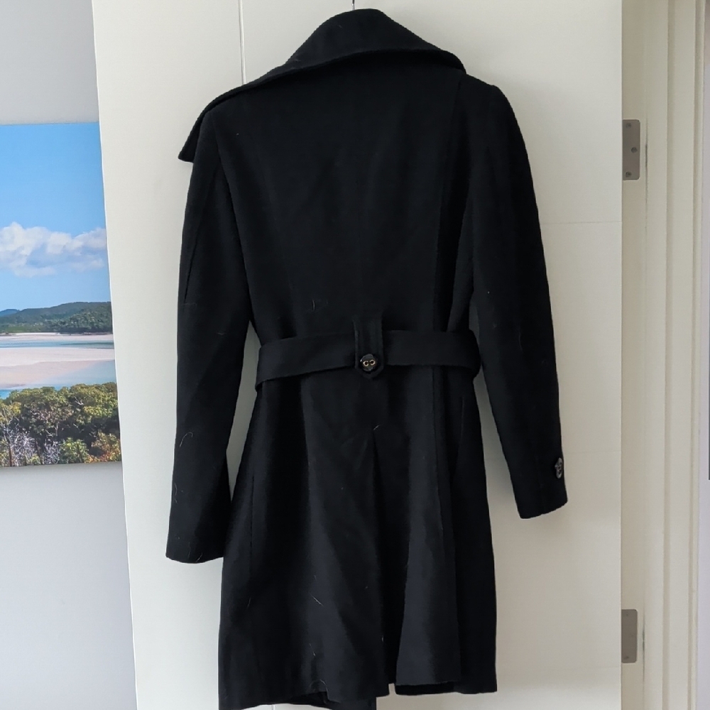 Guess Black Double-Breasted Wool Trench Coat - Picture 5 of 5